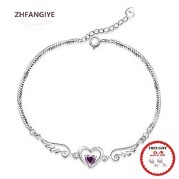 Romantisch 925 zilveren sieradenarmbanden voor vrouwen bruiloft verloving belofte Party accessoire hartvorm Zirkon edelsteen armband 240423