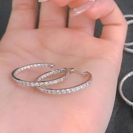 Romantisch 925 Sterling Silver Hoop Earring AAAAA ZIRCON SIERADY PARTY Wedding Earrings For Women Bridal Promise Sieraden Gift