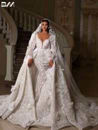 Appliques romantiques Robe de mariée 3d Fleurs Perls Sequins Bridal Bridal-Long Longing Bride Robes Vestidos de Novia