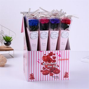 Romantische kunstmatige soap Rose Flowers Bouquet Single Ancannation for Home Wedding Decor Diy Levers Moederdag cadeau