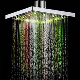 Romantische Automatische Veranderende Magie 7 Kleur 5 LED Verlichting Overhandigen Regendouche Vierkante Kop voor Waterbad Badkamer Nieuw #F257w
