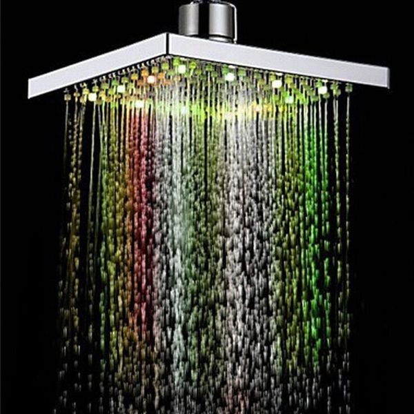 Romantique automatique changement magique 7 couleur 5 LED lumières remise pluie pomme de douche tête carrée pour bain d'eau salle de bain nouveau #F2474