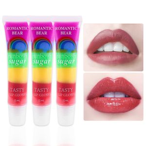 Romantique ours arc-en-ciel gelée unique 6 couleurs brillant à lèvres maquillage Transparent nutritif hydratant nacré brillant à lèvres glaçure