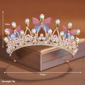 Romántica mariposa para mujer tocados de pelo perlas de imitación de cristal tiaras nupciales corona de boda de diamantes de imitación