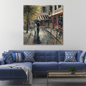 Romantique Toile Art Promenade Romantique Peint À La Main Brent Heighton Peinture Paysage Contemporain Oeuvre pour Salle Familiale