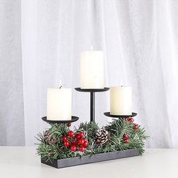 Romantische kerstdecoratie kandelaar metaal ijzer kandelaar ornament voor feestevenement eettafel lay -out rekwisieten