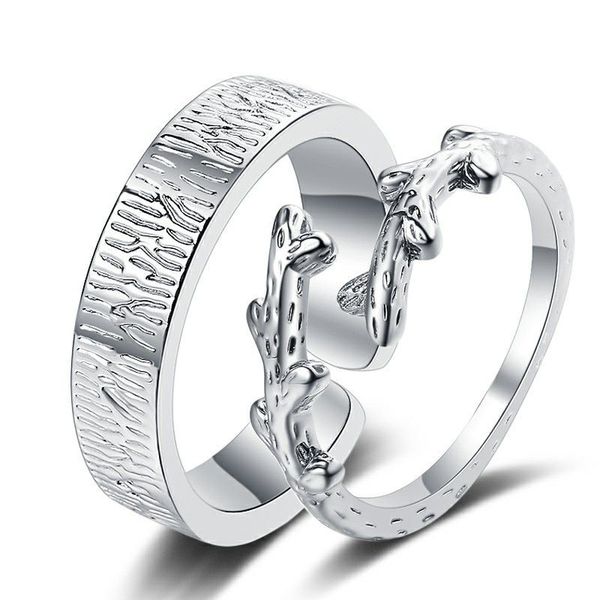 Anillo de pareja romántica para mujeres y hombres, anillos de boda de promesa de amor para siempre Punk, regalo del Día de San Valentín