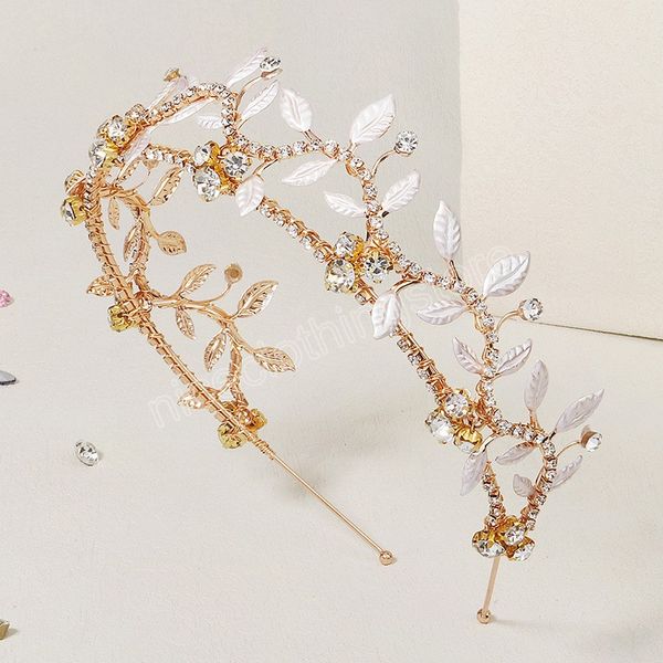 Romantique Cristal Feuille Bandeaux pour Mariage De Mariée Or Filaire Coiffe Couronne et Diadèmes Fiançailles Partie Cheveux Accessoires