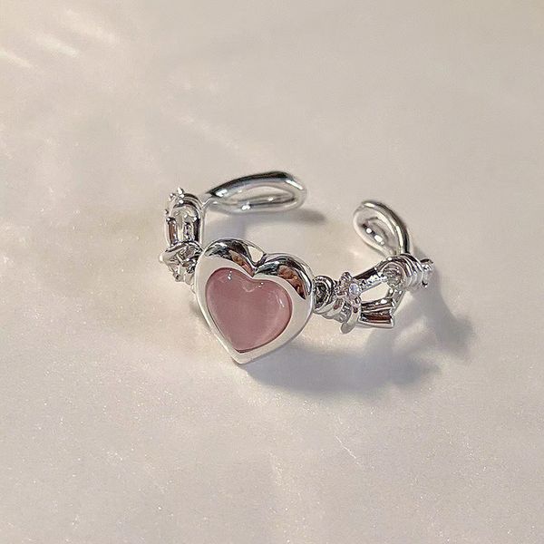 Romántico lindo anillo de corazón rosa moda coreana mujer joyería ajustable antioxidante Anillos accesorios de regalo envío gratis