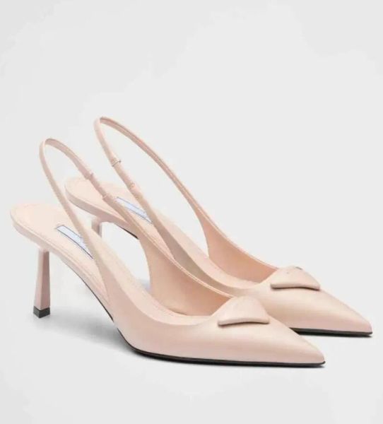 Romantique élégant Triangle en cuir brossé sandales chaussures pour femmes Slingback pompes chaussures de luxe femmes talons hauts robe de mariée de fête