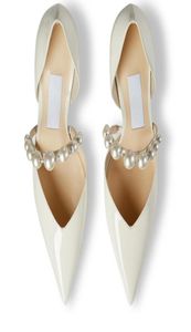 Romantische elegante vrouwen pompen sandalen senior aurelie 85 mm trendy puntige tenen parel enkelband ontwerper Paris Ladies Wedding PA8239937