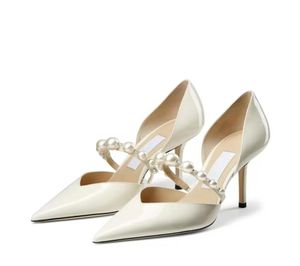 Romantische elegante vrouwen pompen sandalen senior aurelie 85 mm trendy puntige tenen parel enkelband ontwerper Paris Ladies Wedding PA1072643