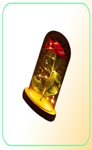 Romantique Eternal Rose Flower Glass Cover Beauty and Beast LED Batterie lampe Batterie anniversaire Valentine039 Journée Mère cadeau Home Decorati8274552