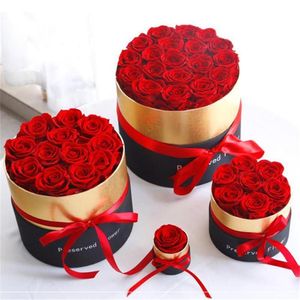 Rose éternelle romantique dans une boîte Préservée de vraies fleurs de rose avec coffret Cadeaux romantiques pour la Saint-Valentin Le meilleur cadeau pour la fête des mères