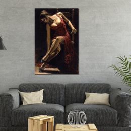 Dançarino figurativo romântico da arte da lona na cadeira Pintado à mão Arte a óleo da dança espanhola Decoração moderna para retiro de spa