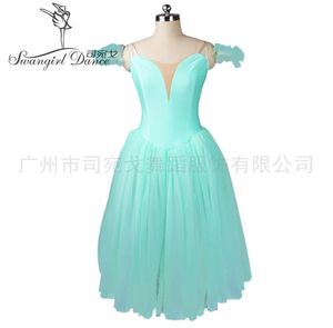 Filles romantiques pêche vert fée Performance Ballet Tutu robe adulte professionnel ballerine scène robe avec 6 couches de tulle doux BT95832556