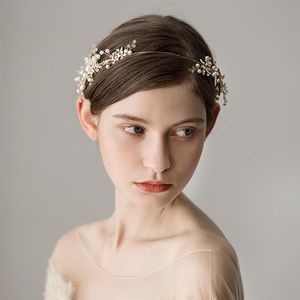 Romantique or perle bandeau de mariée accessoires de cheveux de mariage cristaux cheveux de mariée perles de bohème casque Coronas de la boda CPA2574