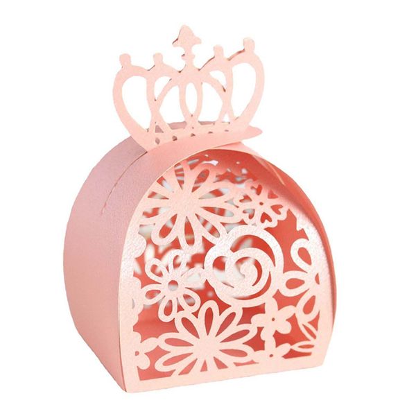 Boîte de bonbons en papier coupé au laser creux romantique Pack de cadeaux de douche de bébé baby shower décoration Boîte de couronne
