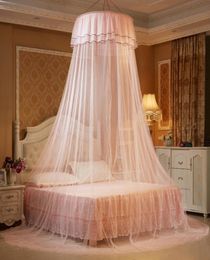 Romantische Hung Dome Mosquito Nets voor zomer textielbedden beddening polyester mesh ronde kanten insecten luifel netgordijn7618632