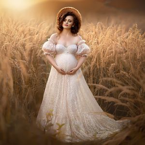 Robes de bal en dentelle romantique pour femmes enceintes, ligne A, robe de chambre personnalisée avec photographie, élégante robe de réception-cadeau pour bébé