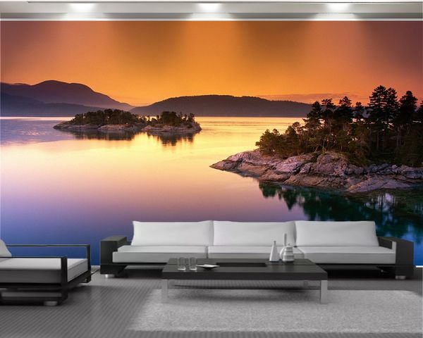 Paysage romantique 3d mural papier peint classique 3D fond d'écran coucher de soleil paysage personnalisé 3D photo papier peint décor