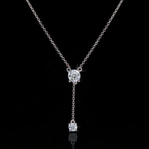 Romantique Long Lab Diamant Pendentif Réel 925 En Argent Sterling Partie De Mariage Pendentifs Chaîne Collier Pour Les Femmes De Mariée Charme Bijoux