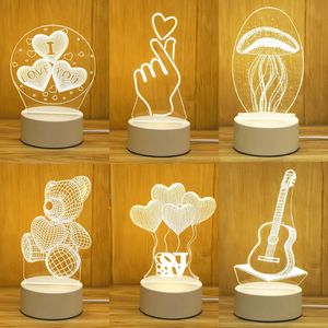 Amour romantique 3d Acrylique LED lampe pour la maison lampe de table de nuit de nuit pour enfants.