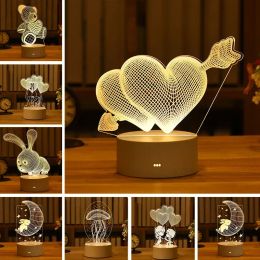 Amour romantique lampe 3D ballon en forme de coeur acrylique LED veilleuse lampe de table décorative saint valentin chérie cadeau de la femme LT790