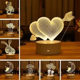 Romantische liefde 3D-lamp hartvormige ballon acryl LED-nachtlampje decoratieve tafellamp Valentijnsdag lieverd vrouw cadeau 1208