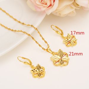 Romantique belle mer coeur pendentif chaîne boucles d'oreilles ensembles bijoux 9k jaune solide finition or GF colliers ensembles femmes