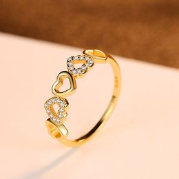 Romantische luxe plating 18k gouden hartring vrouwen modemerk 3a zirkon s925 zilveren ring vrouwelijke super sprankelende edelsteen ring high -end sieraden valentijnsdag cadeau