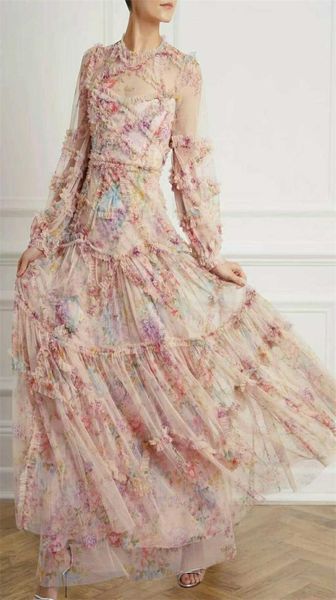 Mesh de malla de malla Fantasía Fairy Wide Hem Flowy Goddess Vestido de novia Vestidos de vacaciones Vestidos largos337535555