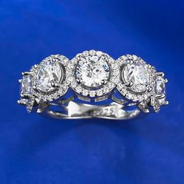 Anillo romántico de diamante de moissanita, Plata de Ley 925 100% auténtica, anillos de boda para fiesta para mujeres y hombres, regalo de joyería de compromiso