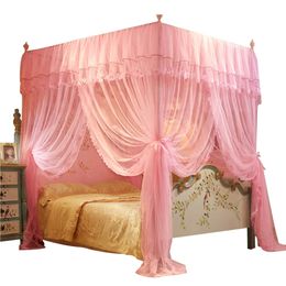 Moustiquaire romantique auvent de lit princesse reine moustiquaire tente de lit quatre affiches rideau de longueur au sol tente maille 1,5x2 m 240228