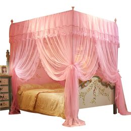 Romantische Klamboe Bedhemel Prinses Koningin Klamboe Beddengoed Net Bed Tent Vier Posters Vloerlengte Gordijn Tent Mesh 1,5x2m 240306