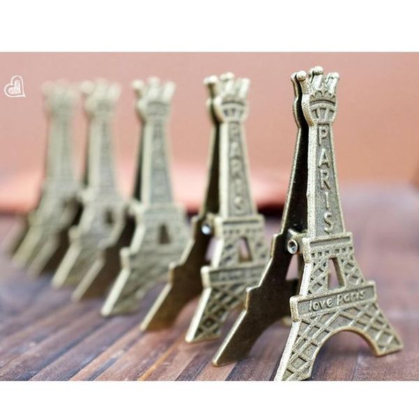 Romántico París Tema Vintage Torre Eiffel Lugar Titular de la tarjeta Banquete de boda Decoración de mesa Favores y regalos