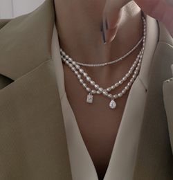 Perle romantique AAAAA Zircon chaîne collier pendentif pour femmes bijoux de mariée fête mariage Chocker collier