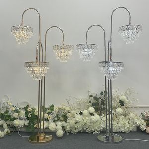 Romantische Plating Kristallen Kroonluchter Tafellampen Voor Moderne T Roadlight Rekwisieten Verjaardagsfeestje Bruiloft Decoratie
