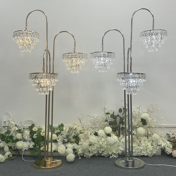 Lustre en cristal plaqué romantique, lampes de Table pour éclairage routier moderne, accessoires de scène, décoration de fête d'anniversaire et de mariage