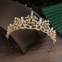Romantische prinseskroon voor meisjes handgemaakte Rhinestone Tiara Pearl -hoofdband voor verjaardagsfeestjes Accessoires Sieraden Geschenken