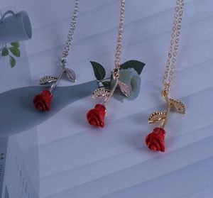 Romantische rode roos hanger ketting Valentijnsdag gift kettingen voor vriendin ontwerper vrouwen sieraden accessoires