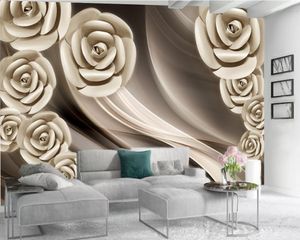 Romantique Rose 3D Papier Peint Photo Papier Peint 3d Fleur Décor À La Maison Salon Chambre Revêtement Mural HD Classique 3d Papier Peint