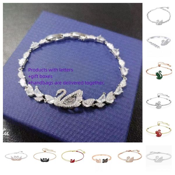 Bracelet de cygne romantique, bijoux artisanaux de luxe, diamant blanc incrusté de diamants d'eau, bracelets de mode, coffrets cadeaux expédiés ensemble