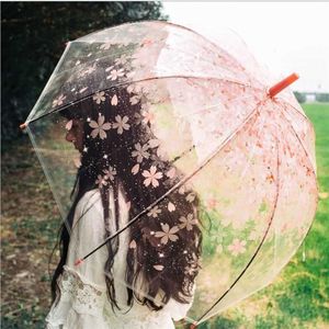 Romantische Transparante Heldere Bloemen Bubble Dome Paraplu Halfautomatisch Voor Wind Zware Regen 2111022583