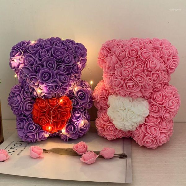 Couronnes de fleurs décoratives romantique Saint Valentin cadeau PE Rose ours décorations artificielles mignon petite amie enfant mère Weddin
