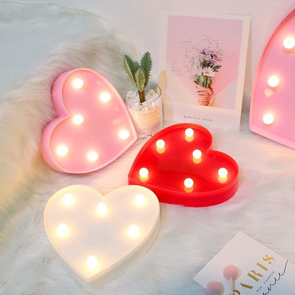 Letras de la propuesta de San Valentín romántico lámparas de interior noches decorativas lámparas LED Night Light 3d Love Heart Marquee Boda DIY