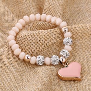 Romantique Vintage Bracelets Pour Femmes Coeur Pendentif Bracelets avec bling cristal Perles Fit Pan Bracelets Bijoux