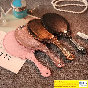 Romántico Vintage Espejo de mano Encaje Espejo de maquillaje Espejos compactos portátiles Favor de fiesta de alta calidad 4 colores