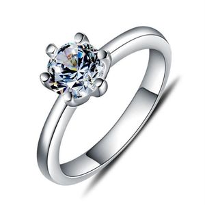 Romantische Bruiloft Betrokkenheid Solitaire Ringen voor Vrouwen Meisjes Echt 925 Sterling Zilver 1ct Imitatie Diamant Bijoux Sieraden Wholesal208G