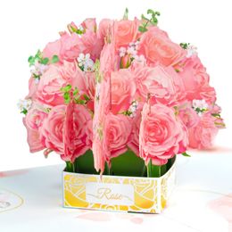 Día de las madres de boda romántica 3d rosa rosa rosa rosa emergente tarjeta de felicitación 240323